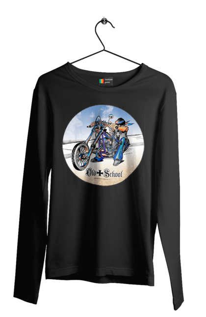 Men`s longsleeve with prints Old school. Auto moto, motorcycle, music band, old hardening, performers, rock band. 2070702