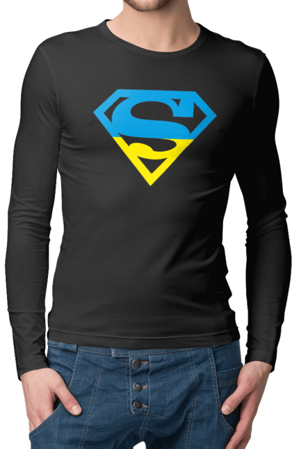 Чоловічий лонгслів з принтом "Україна супер". Символіка, супер, україна. 2070702