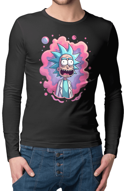 Чоловічій лонгслів з принтом "Рік та Морті". Rick and morty, мультфільм, наукова фантастика, пригоди, рік, рік і морті, трагікомедія, чорний гумор. 2070702