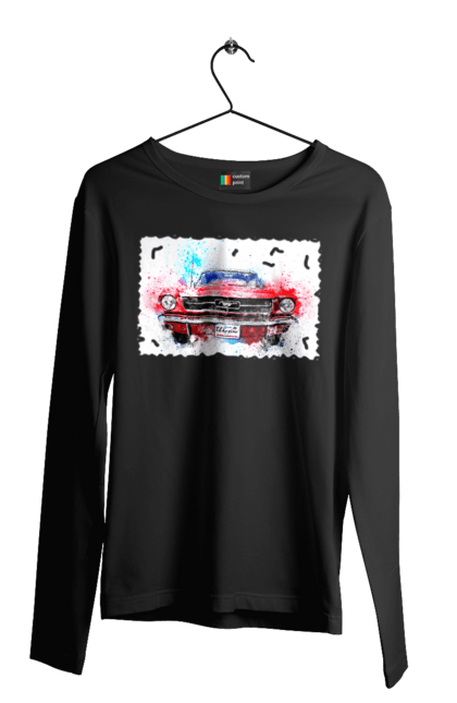 Чоловічий лонгслів з принтом "Автомобіль мустанг". Автомобіль мустанг, донати, допомога, дорога, колесо, конь, машина, мустанг, пейпел, україна. 2070702