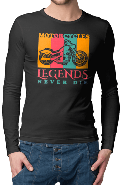 Чоловічий лонгслів з принтом "мотоцикл легенда". Легенда, мотоспорт, мотоцикл. 2070702