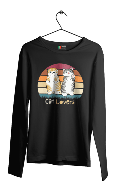 Men's longsleeve with prints Cat Lovers. Animal, animal lover, cat, cat lover, cat lover gift, cat lovers, cats, cute, kitten. 2070702