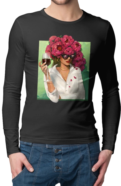 Дівчина з півоніями та келихом