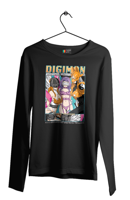 Men's longsleeve with prints Digimon. Bandai, digimon, digital monsters, media franchise, virtual pets. 2070702