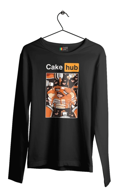 Чоловічий лонгслів з принтом "Кейк Хаб". Брутальна, гумор, кейк хаб, порн хаб, прикол. 2070702