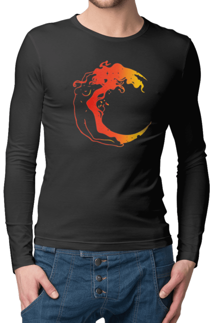 Men`s longsleeve with prints Moon girl. Cosmic, girl, moon, space, stars. 2070702