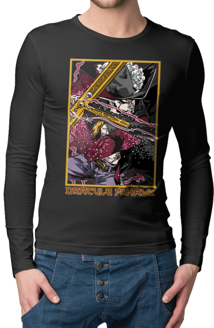 Men's longsleeve with prints One Piece Dracule Mihawk. Anime, dracule mihawk, manga, mihawk, one piece, straw hat pirates. 2070702