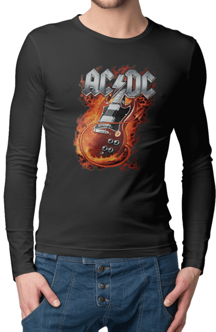 Чоловічій лонгслів з принтом "AC DC". Acdc, rock, адский колокол, ейсидиси, метал, музыка, рок. CustomPrint.market