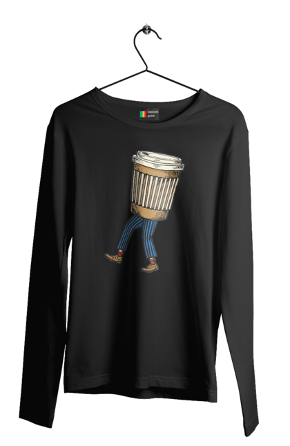 Чоловічий лонгслів з принтом "Людина Кава". Кава. 2070702