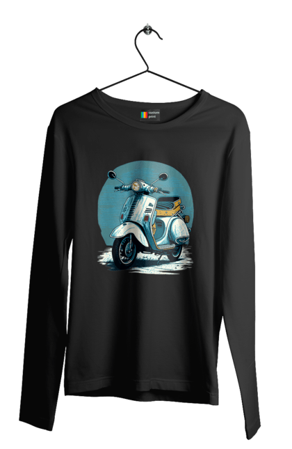 Чоловічий лонгслів з принтом "Мопед". Відпочинок, літо, мопед, скутер, швидкість. 2070702
