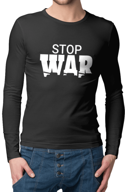 Чоловічій лонгслів з принтом "Stop War". Stop, stop war, війна, мир, ні війні, перемога, україна. futbolka.stylus.ua