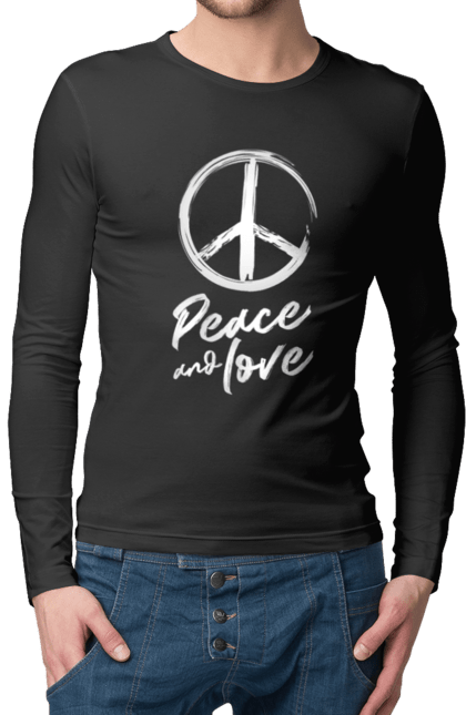 Чоловічій лонгслів з принтом "Пацифік. Мир і любов". Братство, дружба, знак, любов, мир, народ, пацифік, символ, ситмвол світу, співробітництво. KRUTO.  Магазин популярних футболок