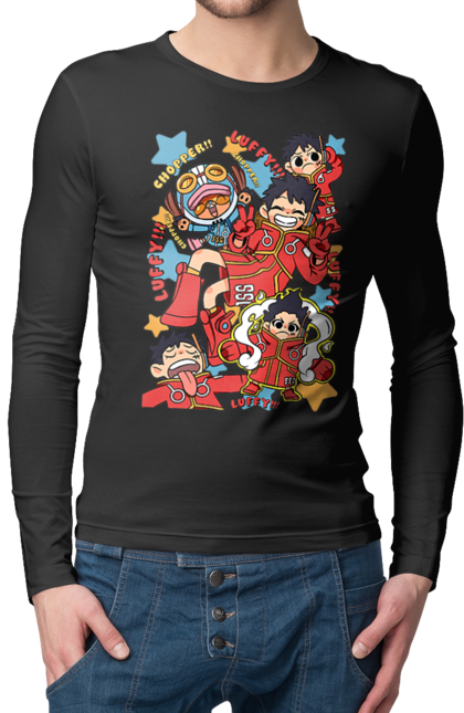 Men's longsleeve with prints One Piece Luffy. Anime, luffy, manga, monkey de luffy, one piece, pirates. 2070702