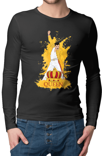 Men's longsleeve with prints Freddie Mercury. Freddie mercury, lettering, music, queen, rock, rock band. 2070702