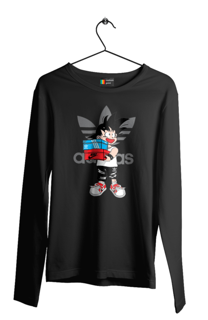 Мужской лонгслив с принтом Adidas Сон Гоку. Adidas, anime, dragon ball, son goku, адидас, аниме, гоку, жемчуг дракона, манга, сон гоку. 2070702