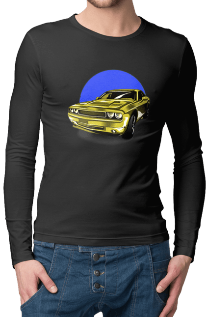 Чоловічий лонгслів з принтом "Український спорткар". Авто, додж челенджер, маслкар, машина, потужне авто, спорткар, український спорткар, швидкість. 2070702