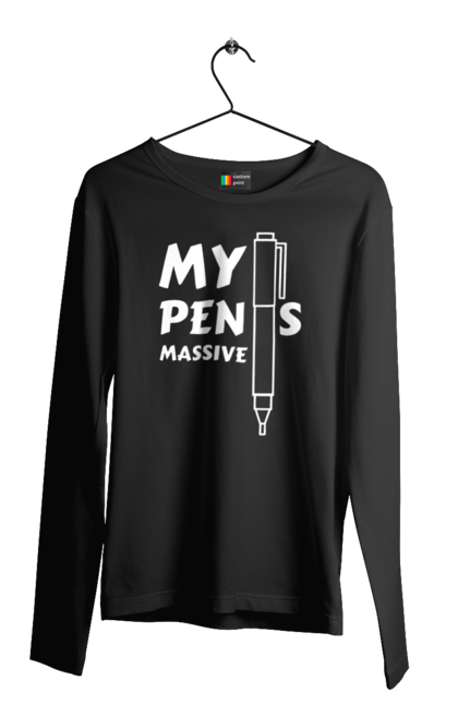 Чоловічий лонгслів з принтом "Моя ручка величезна". Гумор, мем, моя ручка величезна, прикол, прикольна, смішна. 2070702