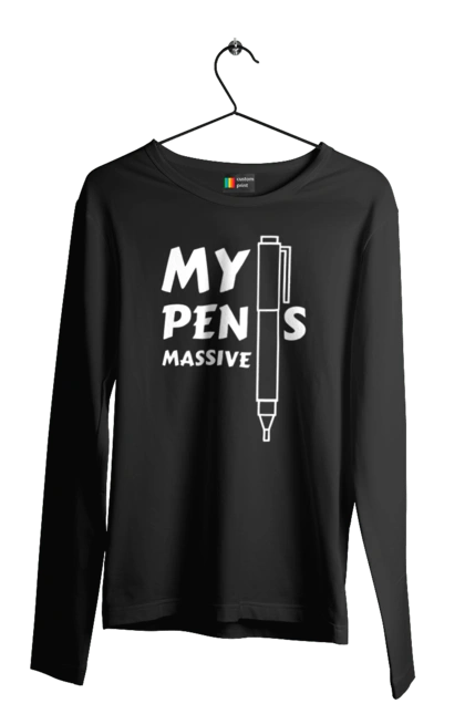 Чоловічий лонгслів з принтом "Моя ручка величезна". Гумор, мем, моя ручка величезна, прикол, прикольна, смішна. 2070702