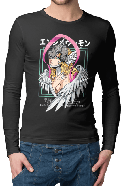 Men's longsleeve with prints Digimon Angewomon. Angewomon, bandai, digimon, digital monsters, media franchise, virtual pets. 2070702