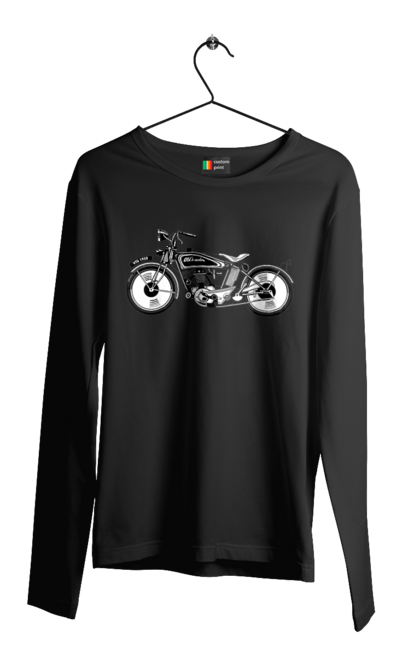 Чоловічий лонгслів з принтом "Мотоцикл Ретро". Мото, мотоцикл, ретро. 2070702