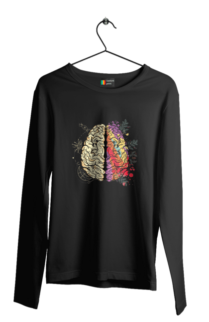 Чоловічий лонгслів з принтом "Творчість та логіка". Бінарний, біткоїн, біткойн, валюта, гроші, крипто, наука, програміст, программист, творчество, техно, хакер, художник, цветной. 2070702