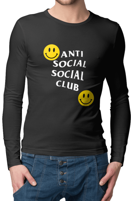 Чоловічій лонгслів з принтом "Anti Social Club". Anti social club, club, popular, ptetty, smile. futbolka.stylus.ua