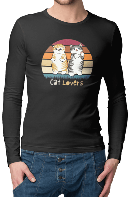 Men's longsleeve with prints Cat Lovers. Animal, animal lover, cat, cat lover, cat lover gift, cat lovers, cats, cute, kitten. 2070702