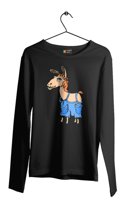 Чоловічий лонгслів з принтом "Лама В Комбінезоні". Комбінезон, лама. 2070702