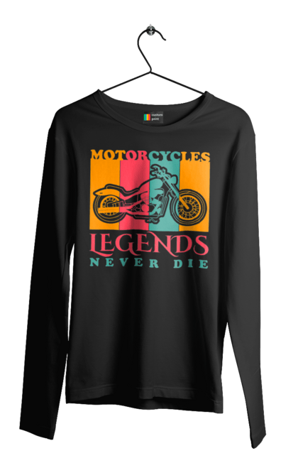 Чоловічий лонгслів з принтом "мотоцикл легенда". Легенда, мотоспорт, мотоцикл. 2070702