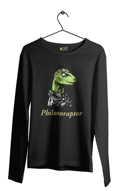 Чоловічій лонгслів з принтом "Філосораптор". Philosoraptor, raptor, velociraptor, велоцираптор, динозавр, мем, раптор, філосораптор, філософ, філософія. 2070702