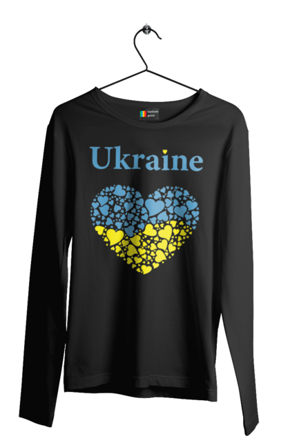 Чоловічий лонгслів з принтом "Ukraine Heart". Прапор, серце, україна. 2070702