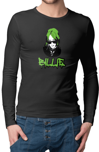 Чоловічий лонгслів з принтом "Billie Eilish". Активістка, біллі айліш, мизукант, права, співачка, тварини. 2070702