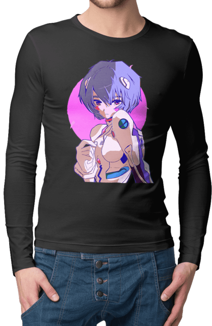 Men's longsleeve with prints Evangelion Rei. Anime, evangelion, eve, kaoru, manga, rei ayanami, shinji. 2070702