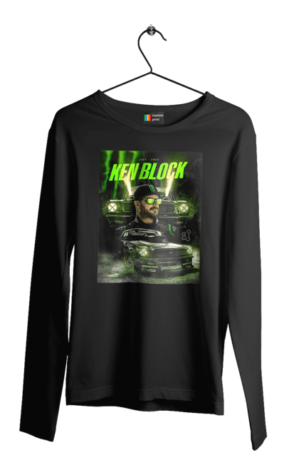 Мужской лонгслив с принтом Кен Блок. Ken block, гонщик, кен блок, машины. 2070702