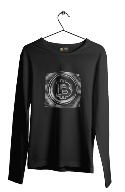 Men`s longsleeve with prints Bitcoin. Binary, bitcoin, crypto, currency, hacker, money, programmer. 2070702