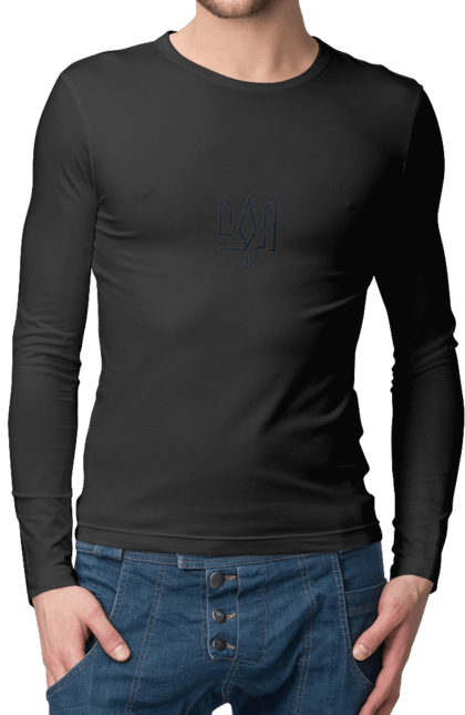 Чоловічий лонгслів з принтом "Тризуб малий". Герб, герб україни, патріотичне, україна, українська символіка, українське. 2070702