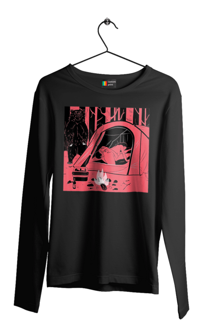 Чоловічий лонгслів з принтом "69 В Палатці". 69, ведмідь, ліс, палатка, секс. 2070702