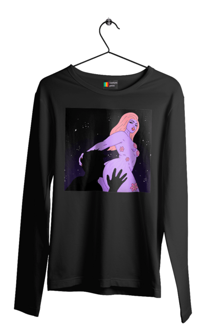 Чоловічий лонгслів з принтом "Фіолетова Дівчина". Дівчина, тіло. 2070702