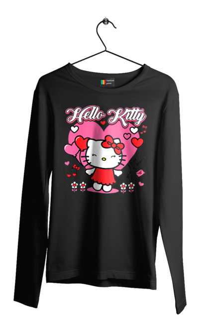 Чоловічій лонгслів з принтом "Хелло Кітті". Hello kitty, бренд, кіт, кошеня, персонаж, хелло кітті. 2070702