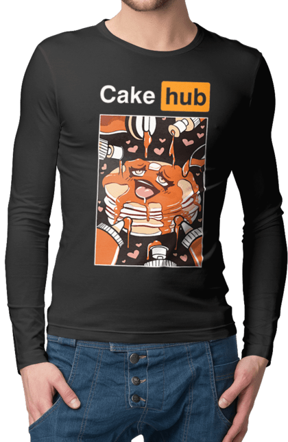 Чоловічий лонгслів з принтом "Кейк Хаб". Брутальна, гумор, кейк хаб, порн хаб, прикол. 2070702