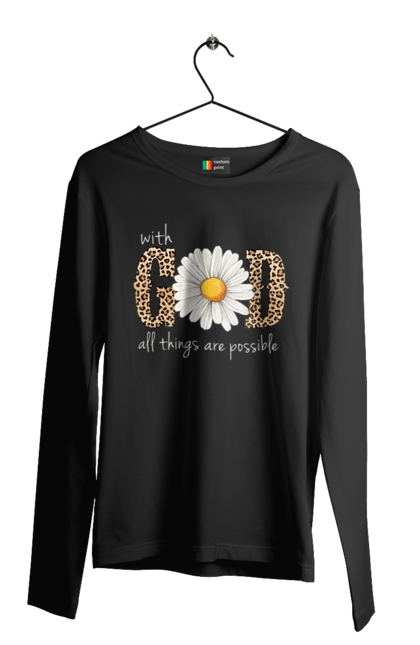 Men's longsleeve with prints With God All Things Are Possible. Catholic, christian, christian faith, christianity, faith, god, inspirational, religious, sunflower. 2070702