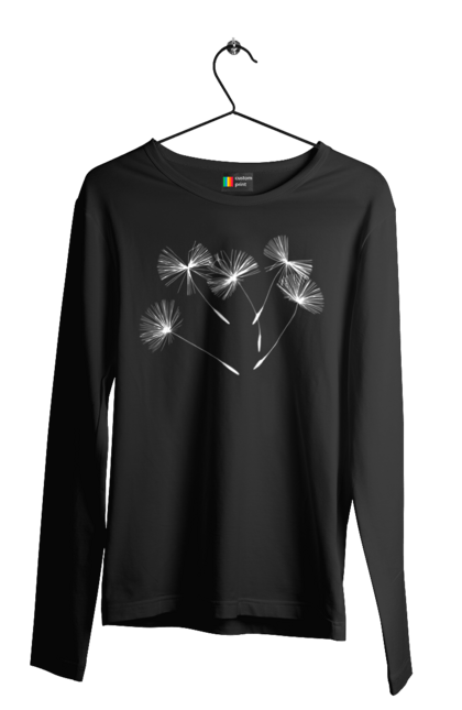 Чоловічий лонгслів з принтом "Насіння кульбаби". Вітер, кульбаба, кульбаби, літають, літо, насіння, політ, природа, сезон. 2070702