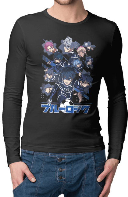 Men's longsleeve with prints Blue Lock. Anime, blue lock, blue prison, manga, sport, sports anime. 2070702