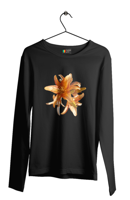 Чоловічий лонгслів з принтом "Оранжева лілія". Квітка, краса, лілія, оранжевий, помаранчевий, природа, сонячний. 2070702