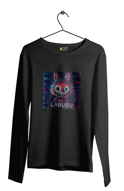 Чоловічий лонгслів з принтом "Лабубу". Crt, rgb, глітч, кіберпанк, лабубу, пікселі, ретро, спотворення, цифрове мистецтво, шум. 2070702