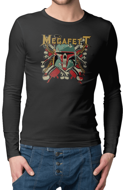 Чоловічій лонгслів з принтом "Megafett". Boba fett, megadeth, megafett, боба фетт, зоряні війни, клон, мисливець за головами. 2070702