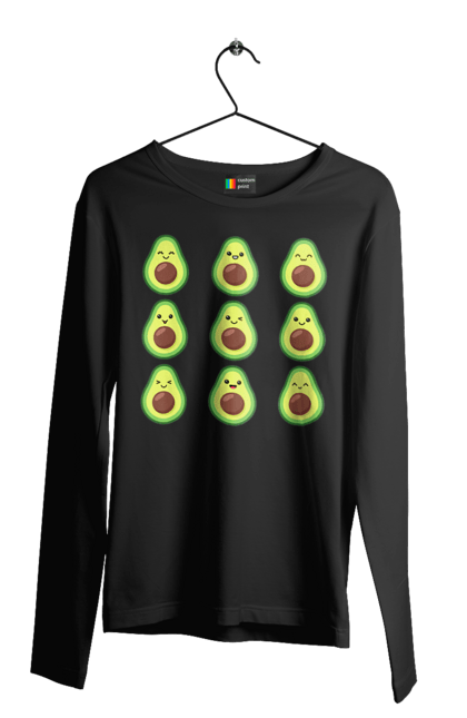 Чоловічий лонгслів з принтом "Настрій Авокадо". Авокадо, емоції, їжа. 2070702