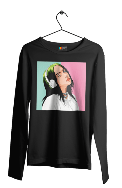 Чоловічий лонгслів з принтом "Billie Eilish". Активістка, біллі айліш, мизукант, права, співачка, тварини. 2070702
