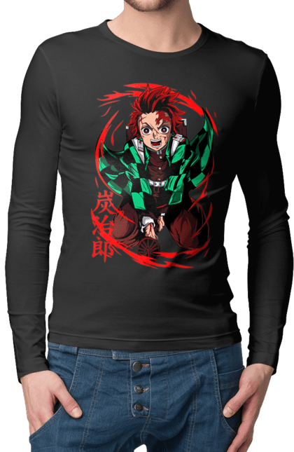 Men's longsleeve with prints Demon Slayer Tanjiro. Anime, demon slayer, kamado tanjiro, manga, tanjiro. 2070702