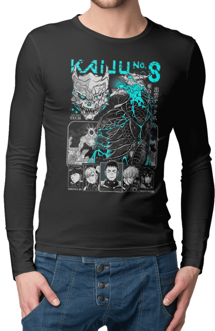 Men's longsleeve with prints Kaiju № 8 Kafka Hibino. Anime, hibino kafka, kafka hibino, kaiju, kaiju 8, kaiju 8, kaiju № 8, manga. 2070702